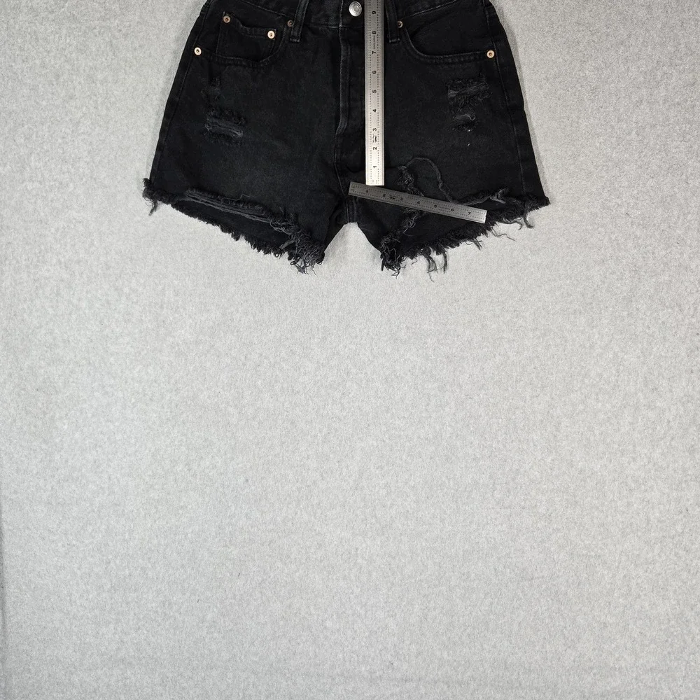 Aeropostale Women Shorts 10 Black Denim 90S High Rise Cut-Off Grunge Frayed 3